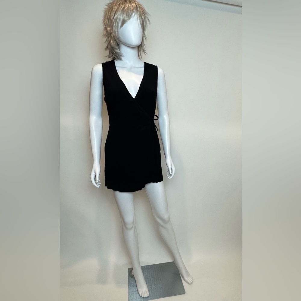 Matty M Elegant Black shorts romper with skirt wrap